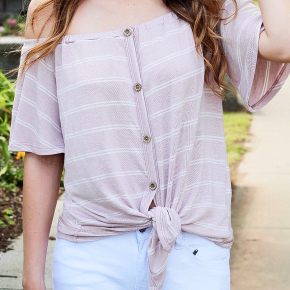 Blush Pink Tie Front Top - Picture 2 of 5